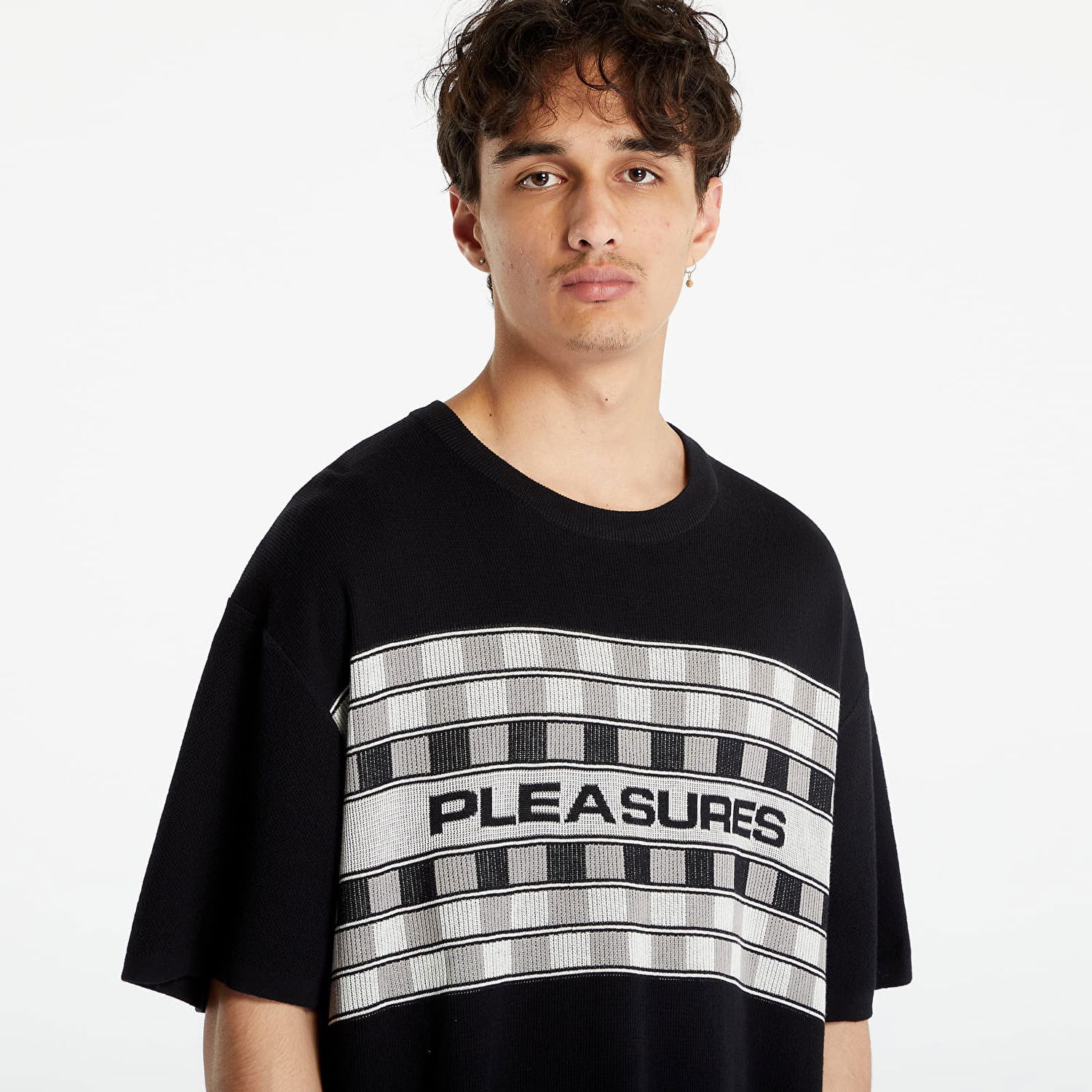 Tričko Pleasures Check Knit Tee Čierna | P23SU004 BLACK, 1