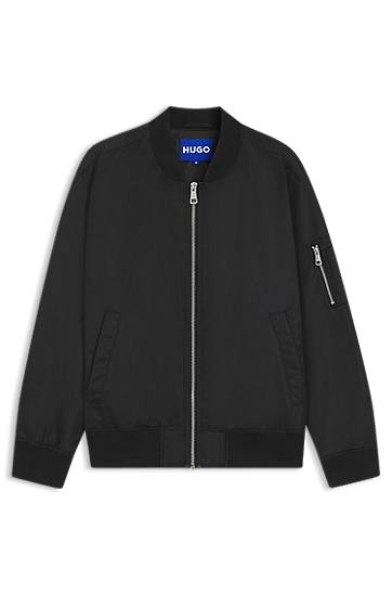 Bomber bunda BOSS Relaxed-Fit Water-Repellent Bomber Jacket with Sleeve Pocket Čierna | 50548696