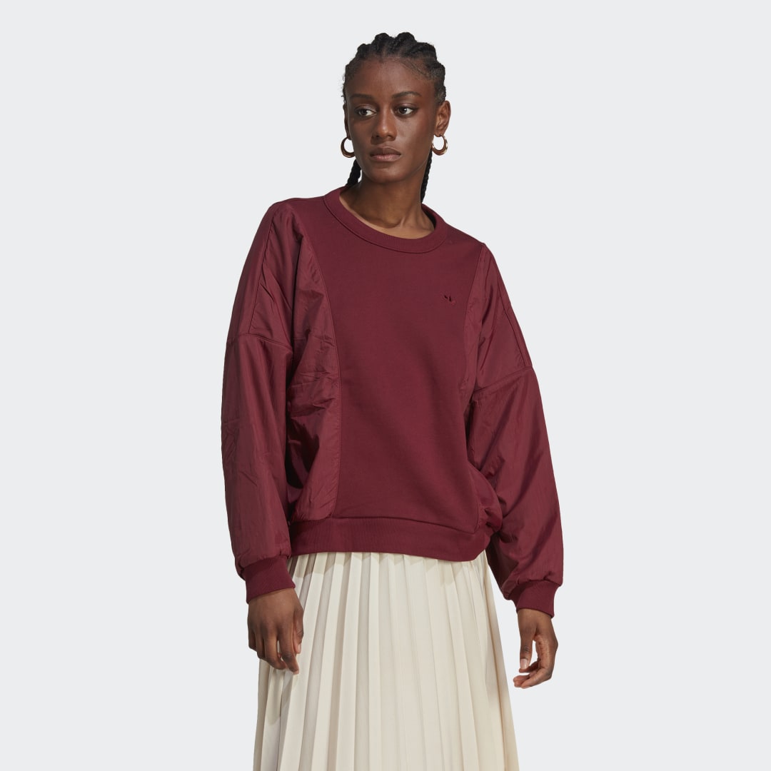 Sveter adidas Originals Premium Essentials Nylon Hybrid Sweater Vínová | IC5306, 1