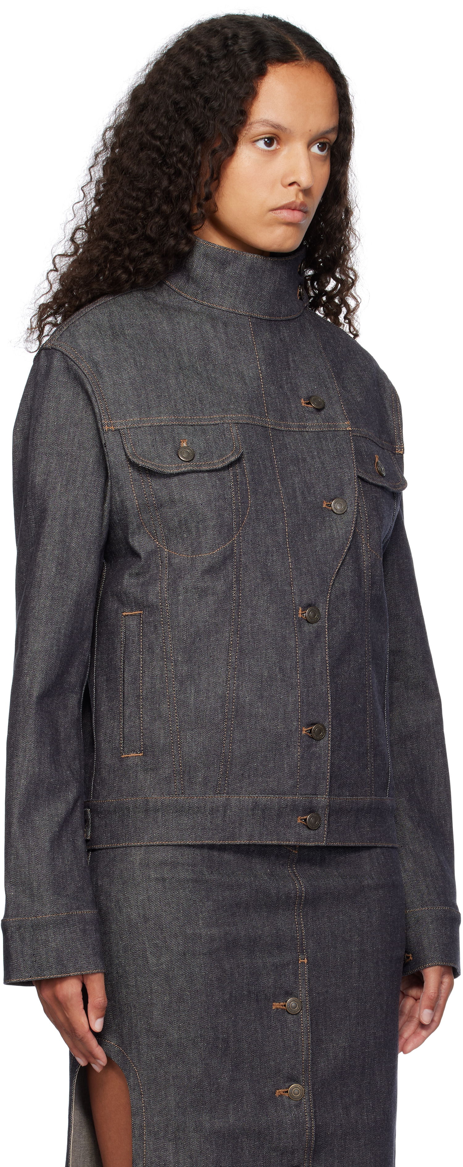 Bunda Courrèges Motorcycle Denim Jacket Modrá | 424DBL217DE0035, 1