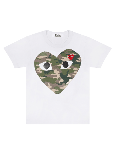 Tričko Comme des Garçons PLAY Camouflage Heart T-Shirt Biela | AZ T242 051 1