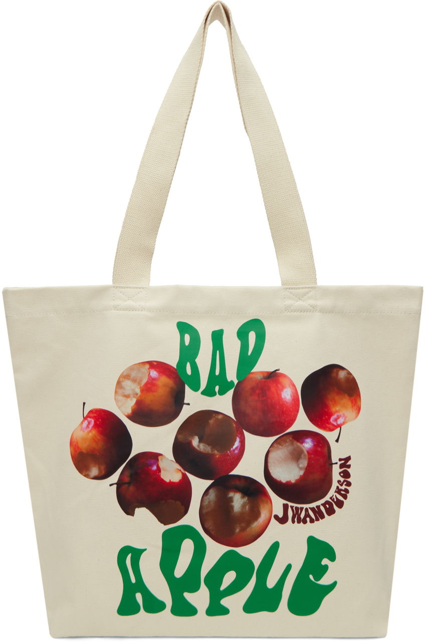 Tote bag JW Anderson JW Anderson Bad Apple Graphic Canvas Tote Bag Béžová | HB0498-FA0238, 0