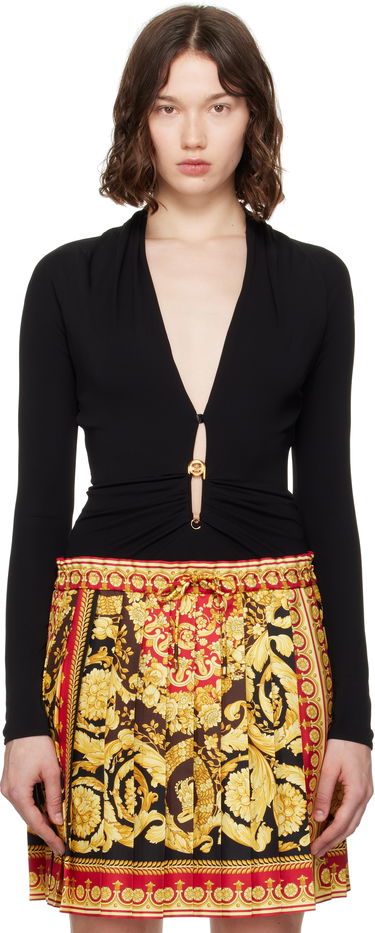 Oblečenie Versace Versace Safety Pin Draped Fitted Bodysuit Čierna | 1021018_1A14475, 0