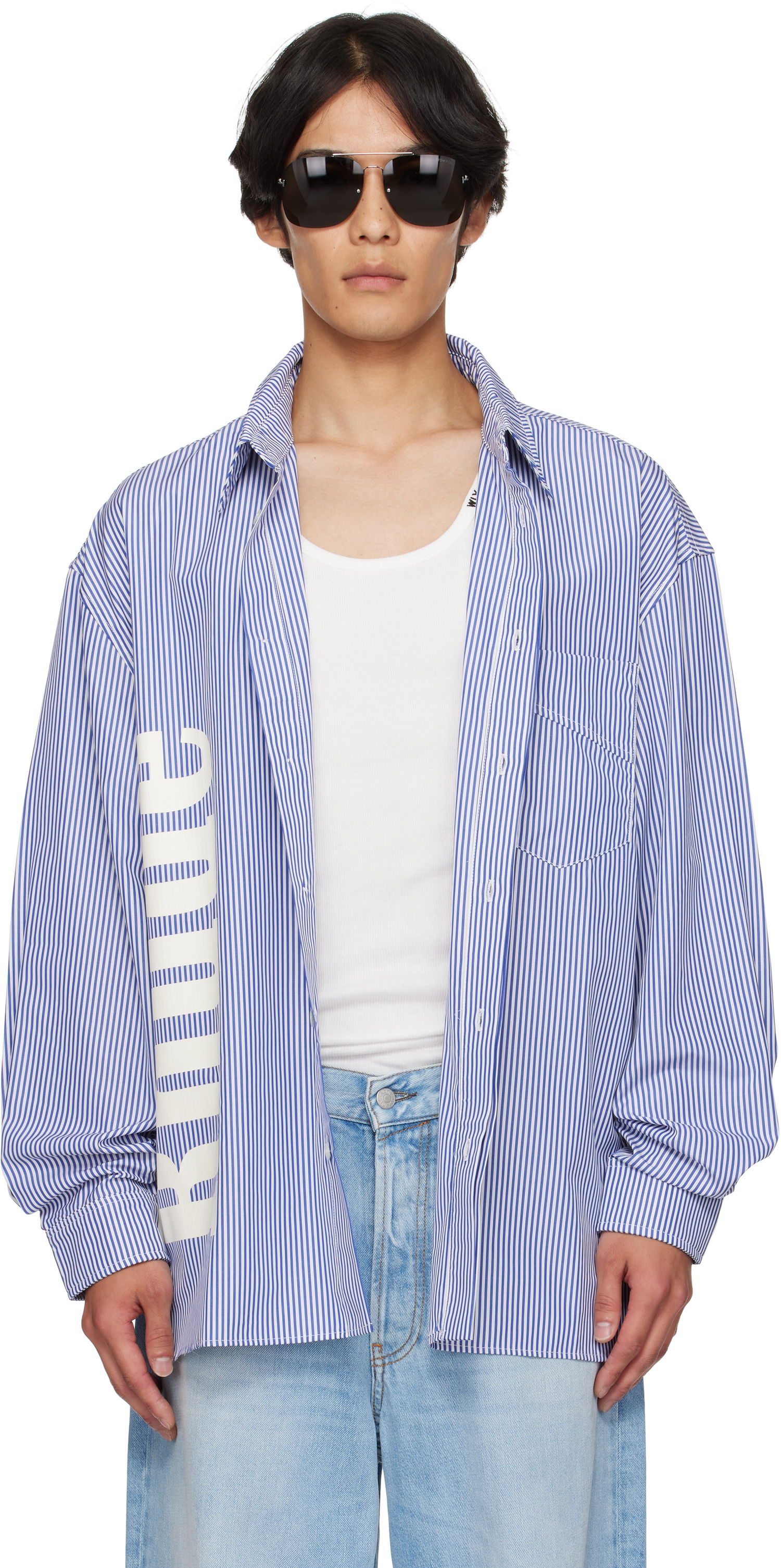 Košeľa Rhude Rhude Side Logo Long Sleeve Shirt Modrá | RHPF25SR10012, 0