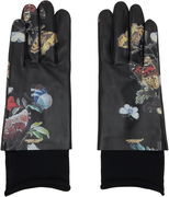 Jun Takahashi Butterfly Print Leather Gloves with Ribbed Cuffs