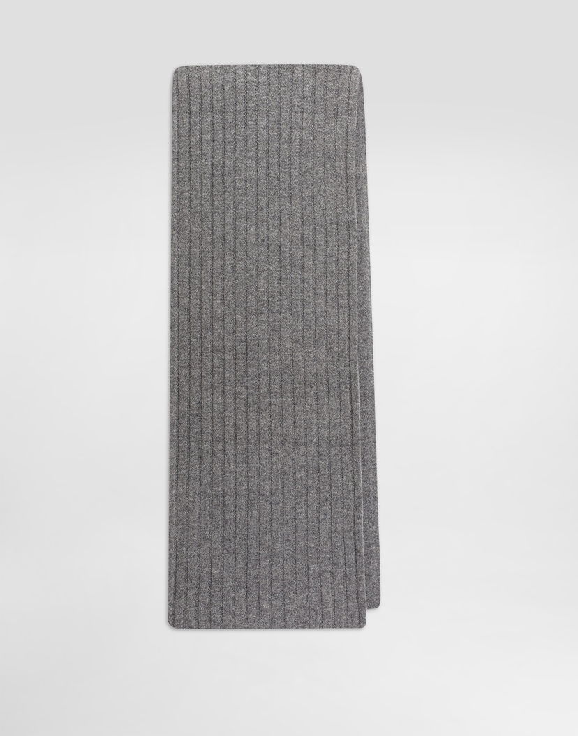 Šál Dolce & Gabbana Dolce & Gabbana Cashmere Flat Rib Knit Scarf Šedá | FXR15ZJBW0SN5822