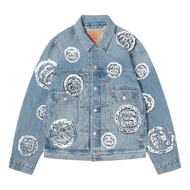 Bunda Stüssy Denim Tears Type 2 Printed Denim Jacket Modrá | 80208168, 0