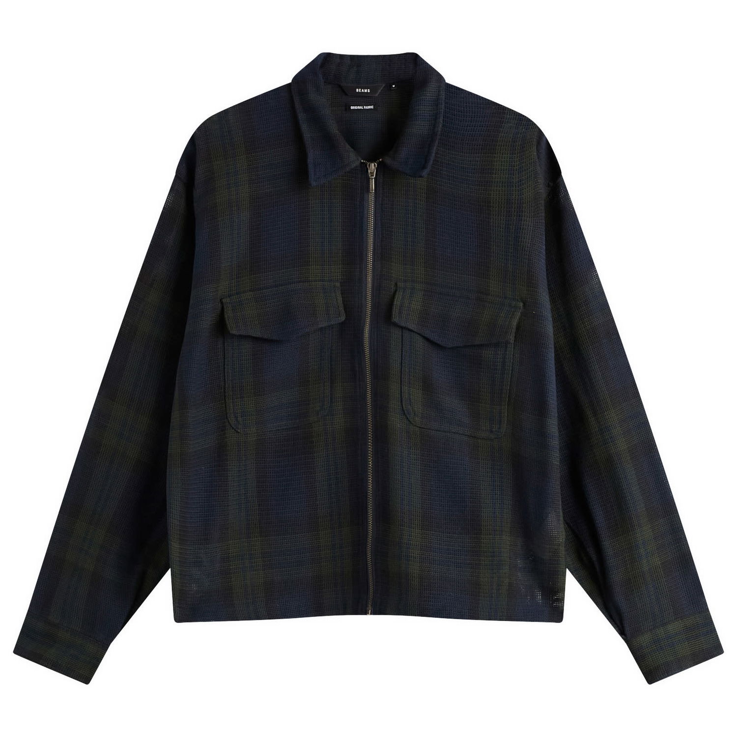 Bunda BEAMS Mesh Check Shirt Jacket, Size Small Navy | 1111-1286-147-79, 0