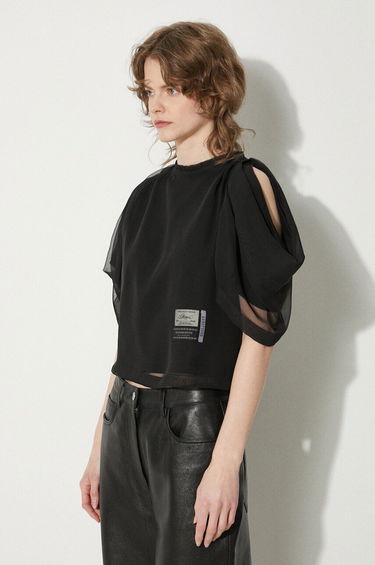 Crop Top UNDERCOVER Undercover Pullover Sheer Sleeve Top Čierna | UC1D1803.2, 3