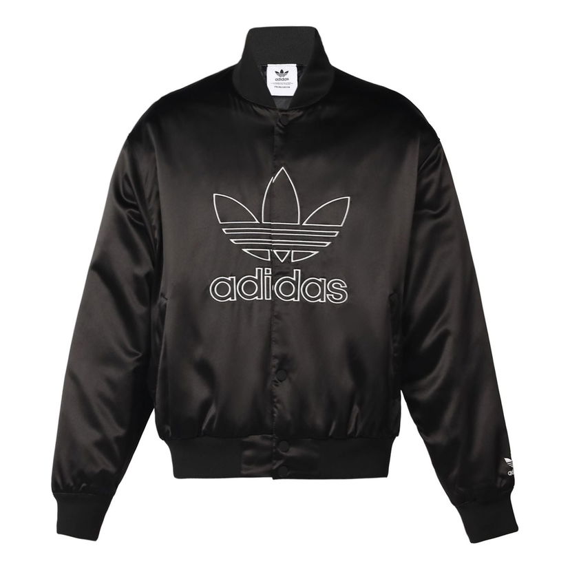 Bomber bunda adidas Originals Originals Large Logo Embroidered Satin Jacket Čierna | H09165