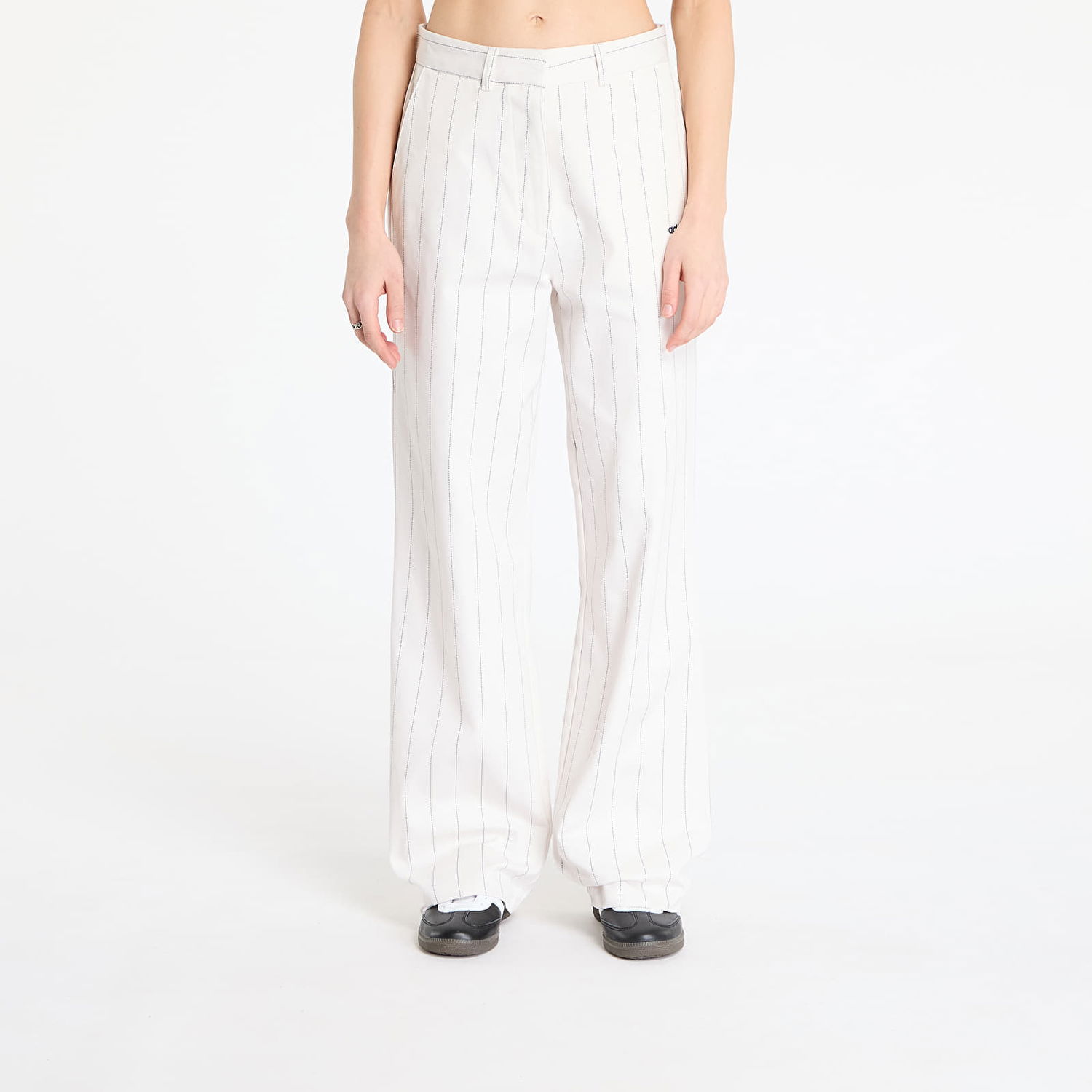 Nohavice adidas Originals adidas Pinstripe Twill Loose Pants Biela | JJ3483, 0