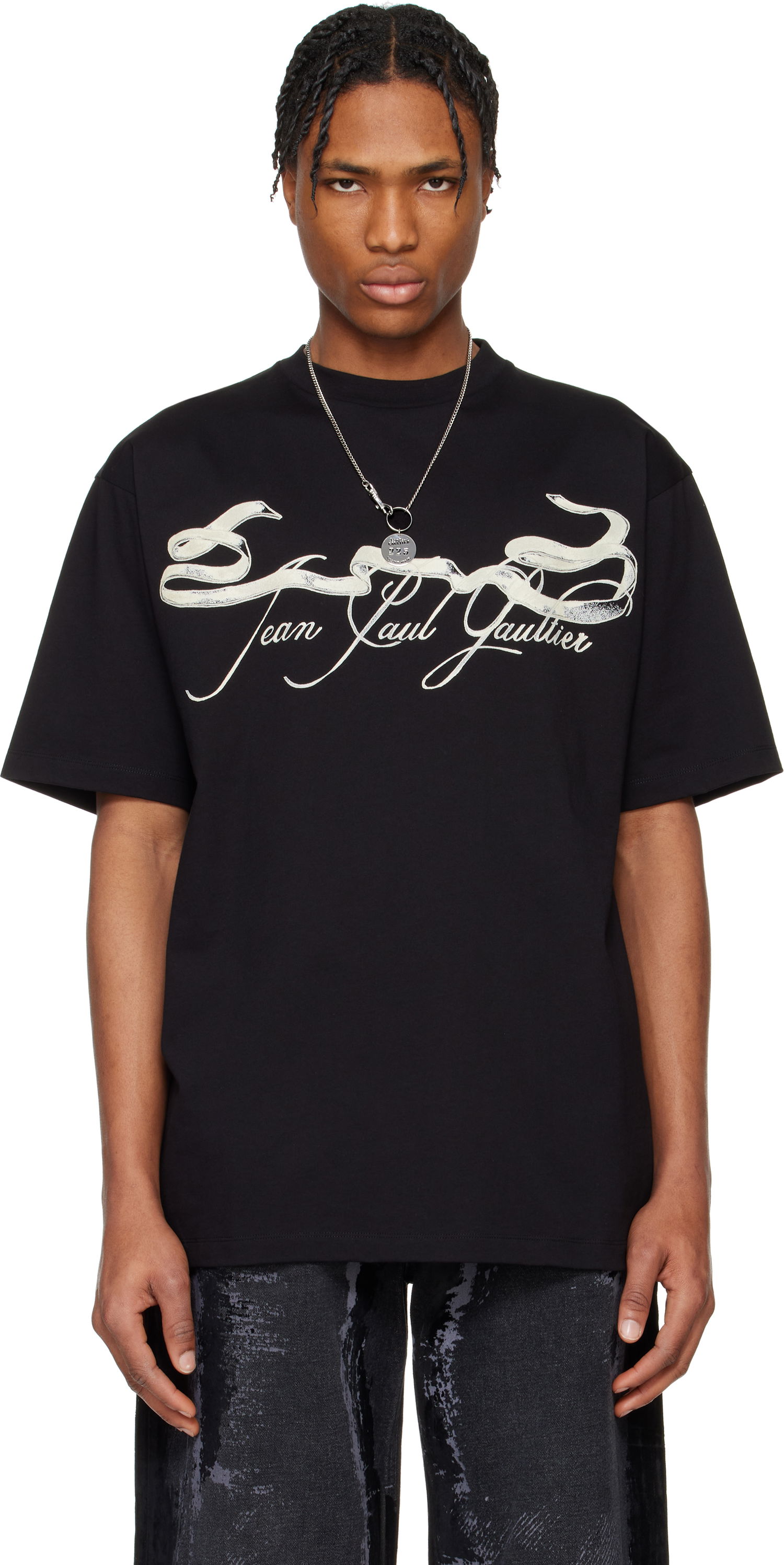 Tričko Jean Paul Gaultier Jean Paul Gaultier Oversized Tattoo Ruban T-Shirt Čierna | 25/34-F-TS118I-J090-0005, 0