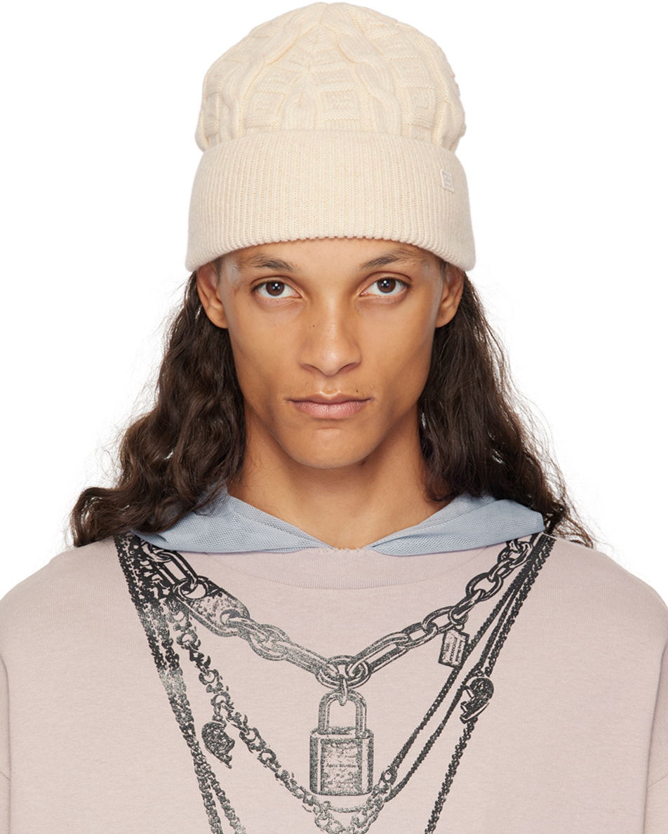 Beige Cable Knit Beanie