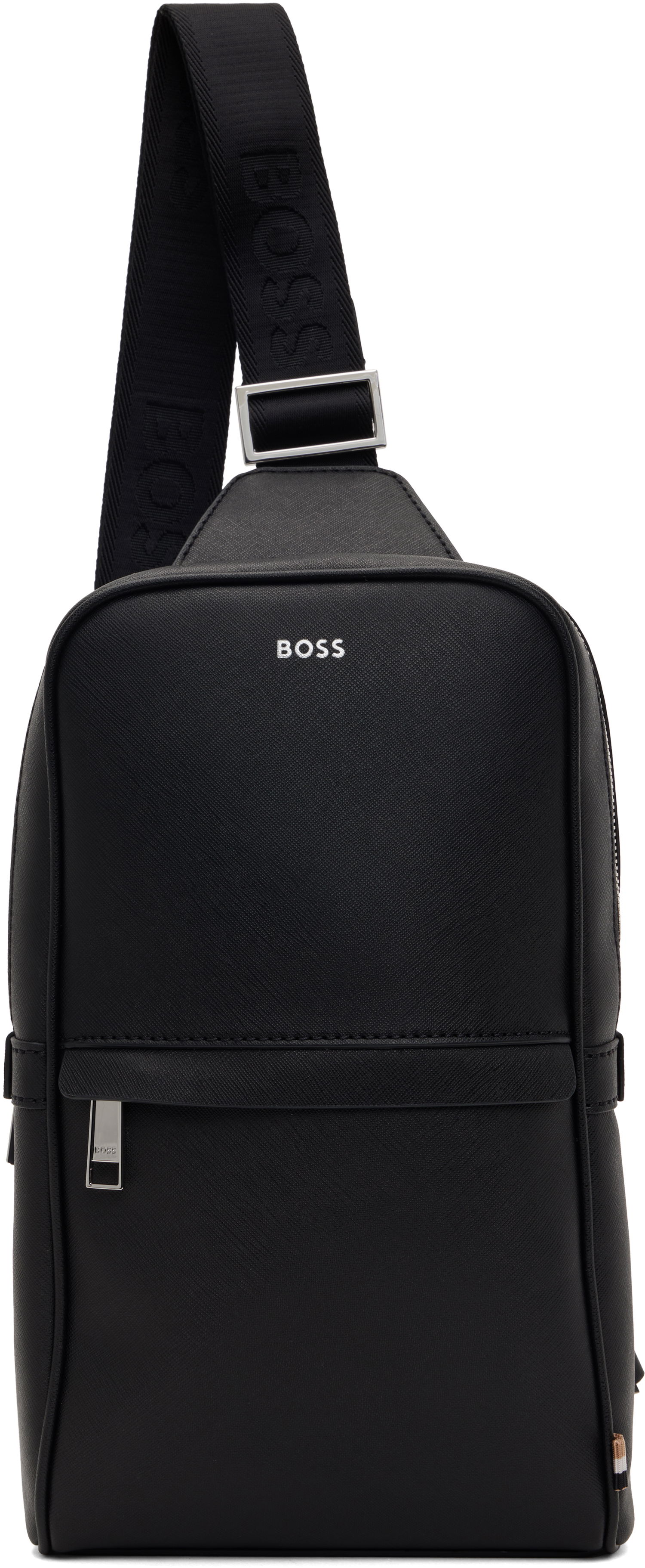 Taška cez rameno BOSS Black Faux Leather One Strap Backpack Čierna | 50536140, 0