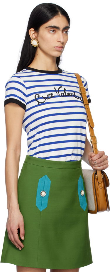 Tričko Valentino Valentino Striped Jersey Cotton T-shirt Modrá | 6B3MG24P961, 1