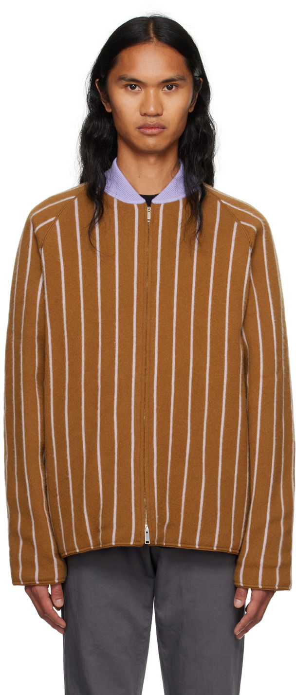 Bomber bunda ZEGNA The Elder Statesman x ZEGNA Striped Bomber Jacket Hnedá | TCK6GA6-BSL, 0
