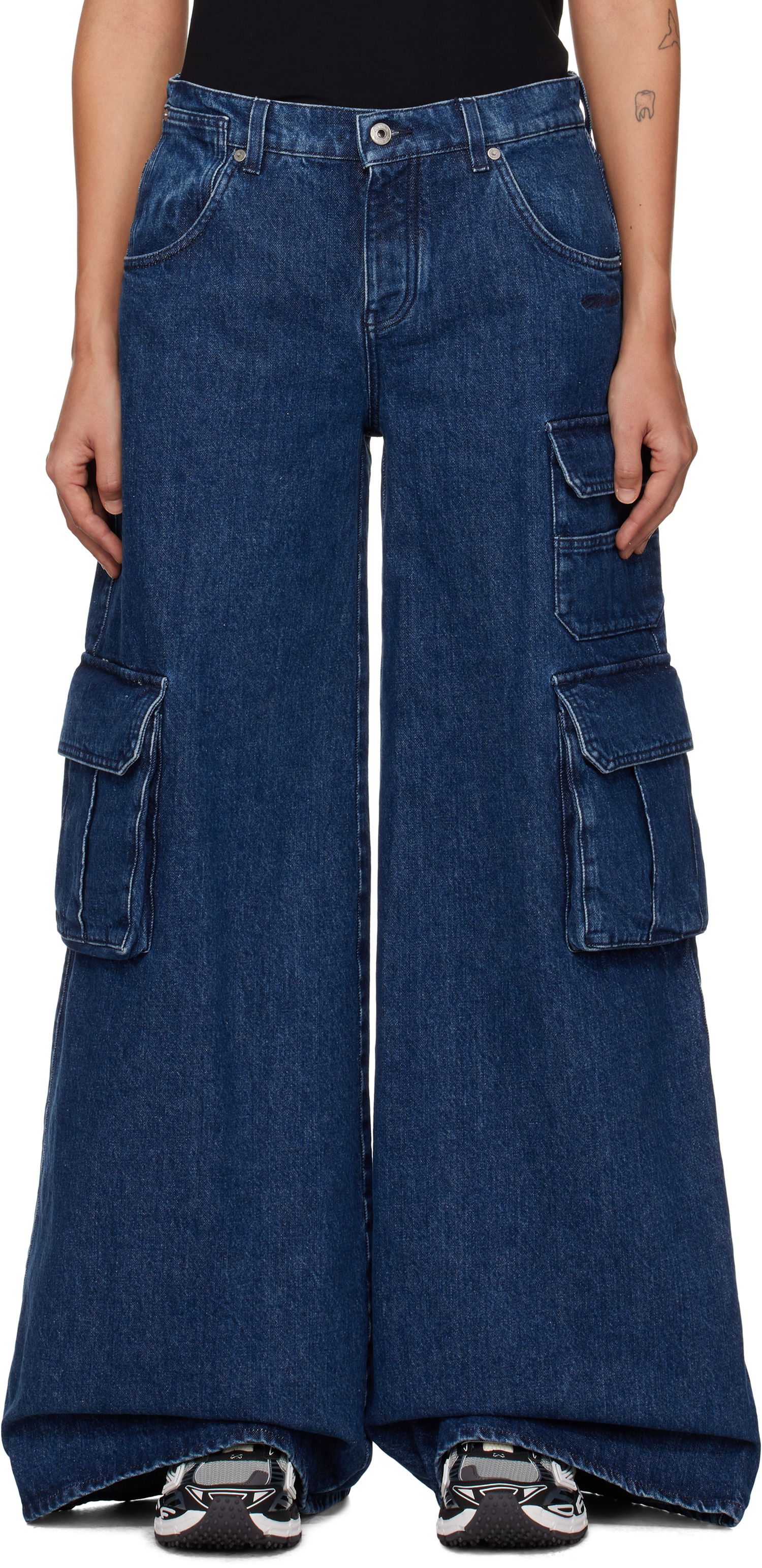 Cargo nohavice Off-White Wide Leg Cargo Jeans Modrá | OWYB019F24DEN0014600, 0