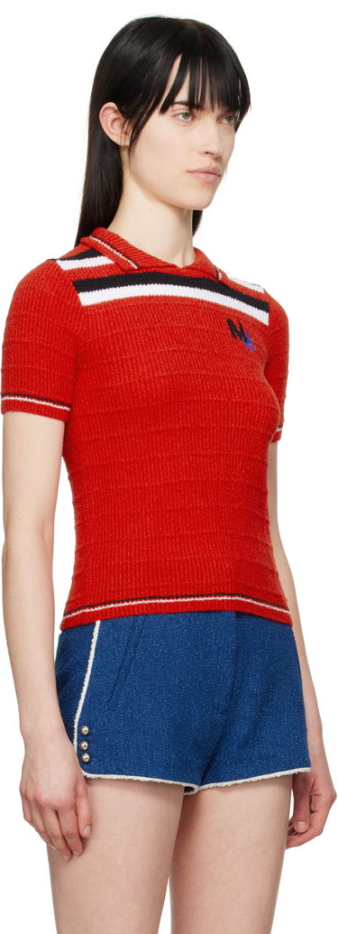 Polo tričko MSGM MSGM Embroidered Logo Polo Červená | 3841MDM202 257289, 1