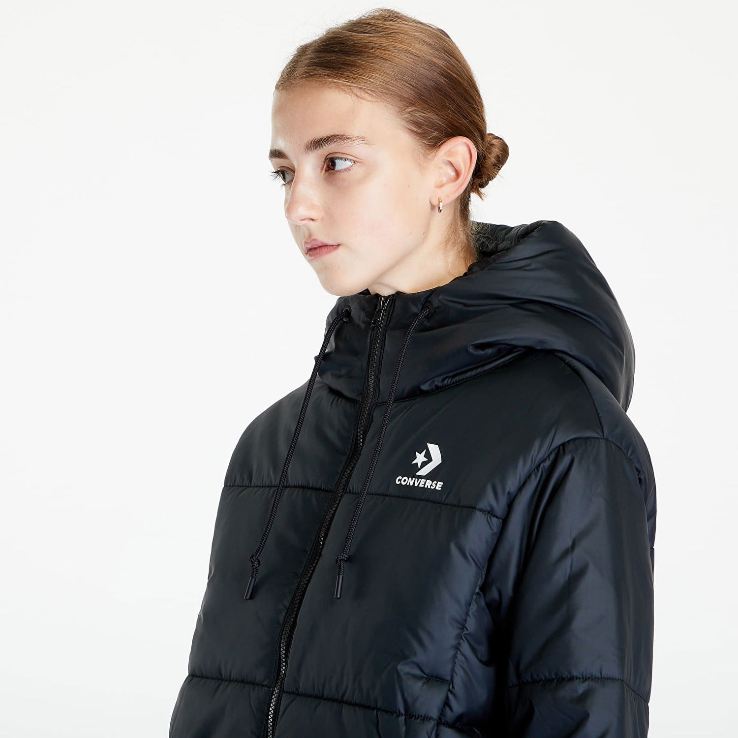 Prešívaná bunda Converse Short Puffer Jacket Čierna | 10023736-A03, 1