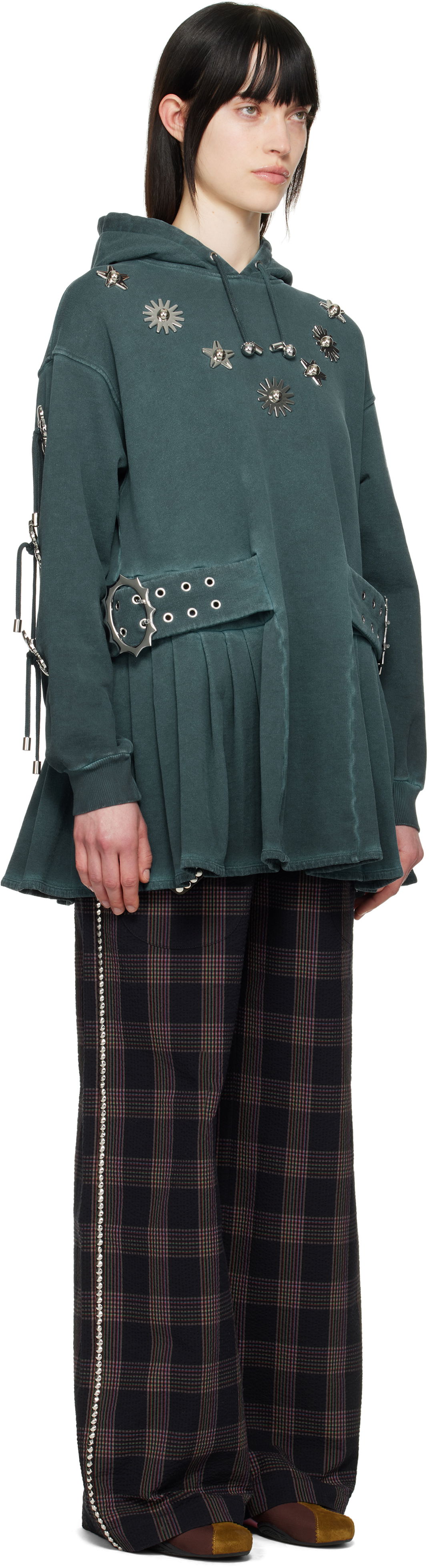 Mikina Chopova Lowena Chopova Lowena Dallas Embellished Hoodie Minidress Zelené | 1297, 1