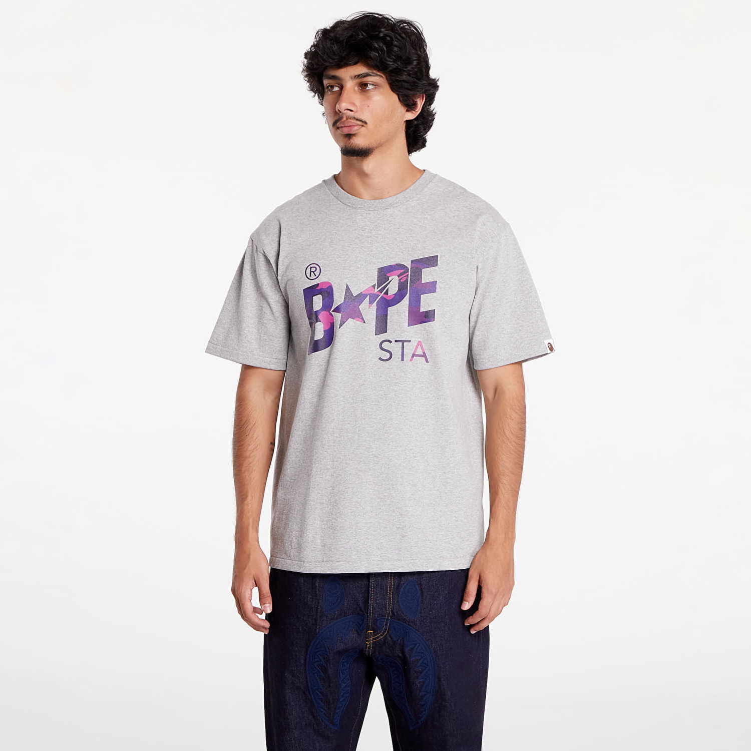 Tričko BAPE A BATHING APE Color Camo Bape Sta Logo Tee Gray Šedá | 001TEK301021M GRA, 0