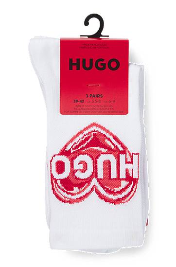 Ponožky BOSS Three-Pack Cotton-Blend Crew Socks with Logos Biela | 50530508, 1