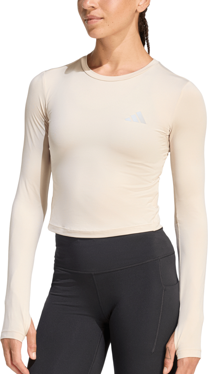Crop Top adidas Originals Essentials Fitted Long-Sleeve Cropped Top with Thumbholes Béžová | ke8413, 0
