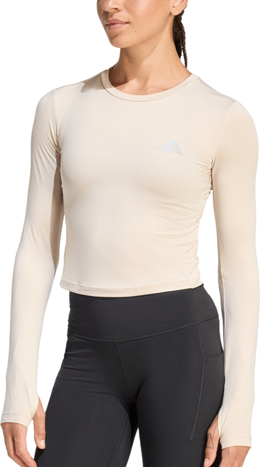 Crop Top adidas Originals Essentials Fitted Long-Sleeve Cropped Top with Thumbholes Béžová | ke8413, 0