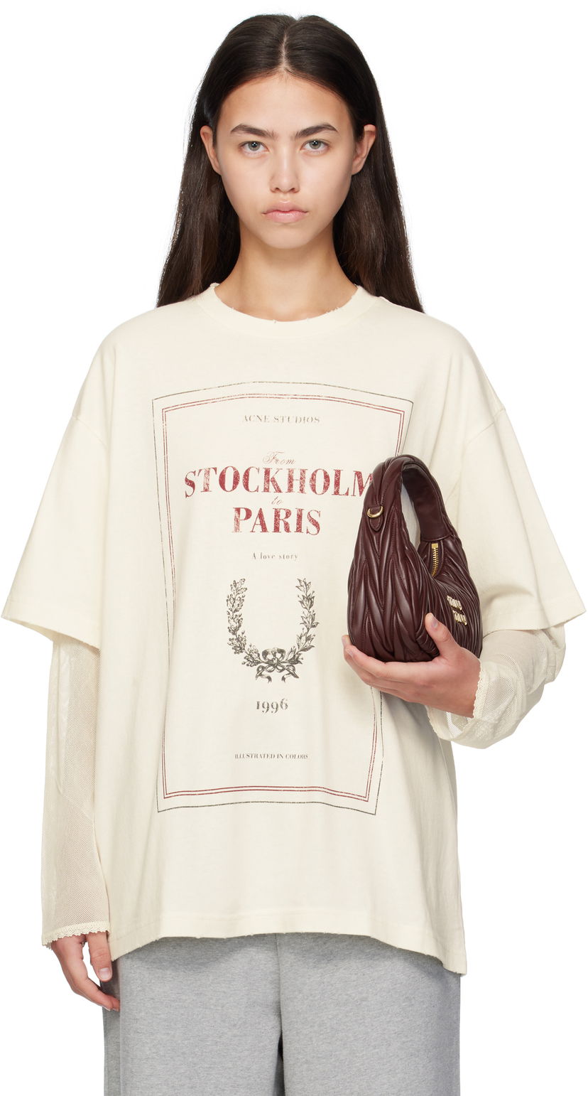 Tričko Acne Studios Acne Studios Layered Print T-Shirt Béžová | AL0496-