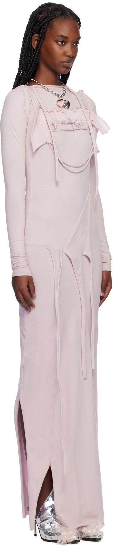Šaty Ottolinger Ottolinger Distressed Longsleeve Maxi Dress Ružová | 2204030114, 1