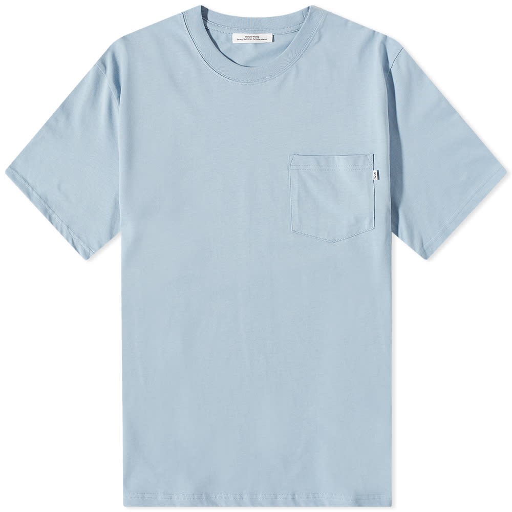Tričko WOOD WOOD Bobby Pocket Tee Tyrkysová | 20005710-2489-7006, 0
