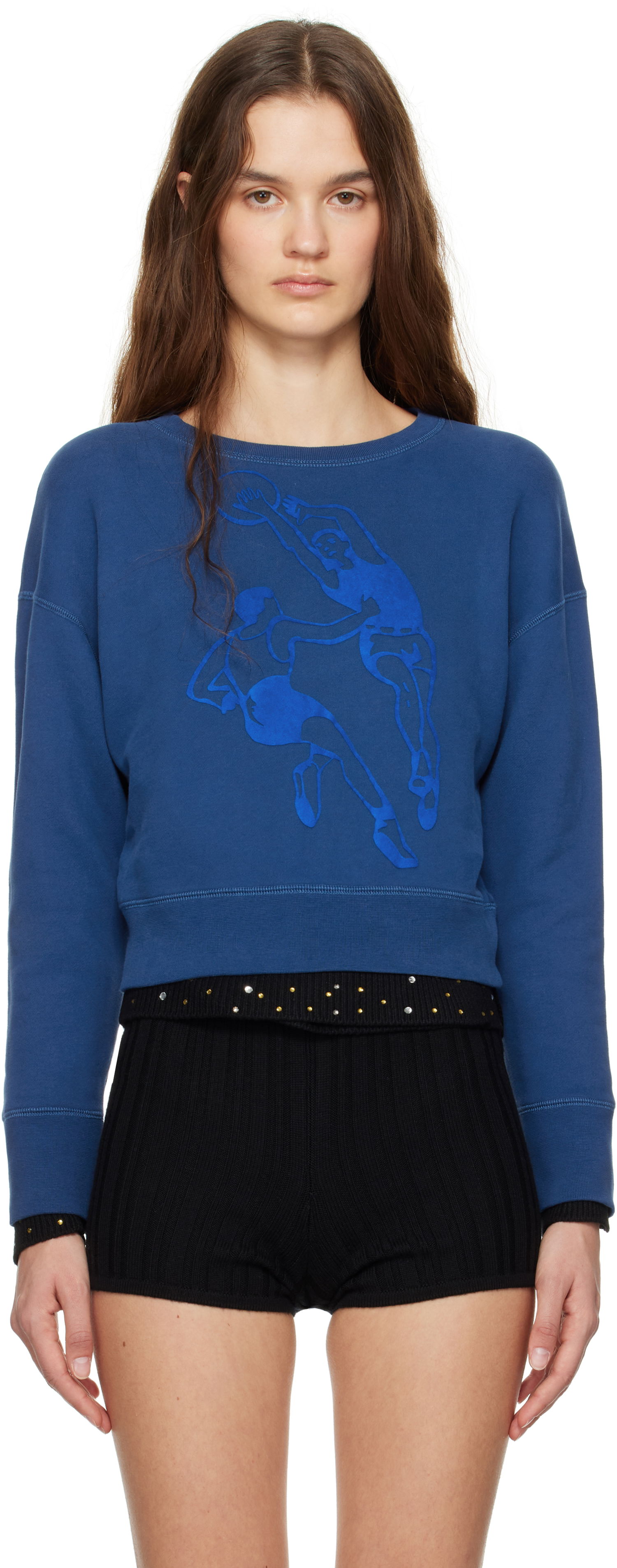 Mikina Bode Sweatshirt Cropped Hoop Modrá | WRF24CS012, 0