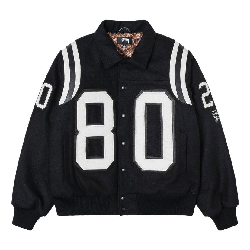 Bomber bunda Stüssy Wool Varsity Jacket Čierna | 115713