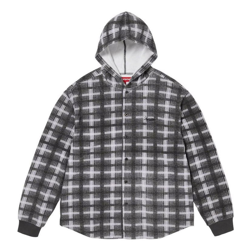 Košeľa Supreme Plaid Knit Hooded Shirt Jacket Čierna | SUP-FW23-224