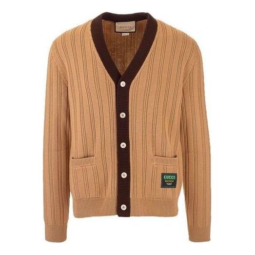 Sveter Gucci Gucci Rib Knit Cardigan Hnedá | 646809-XKBQT-2668