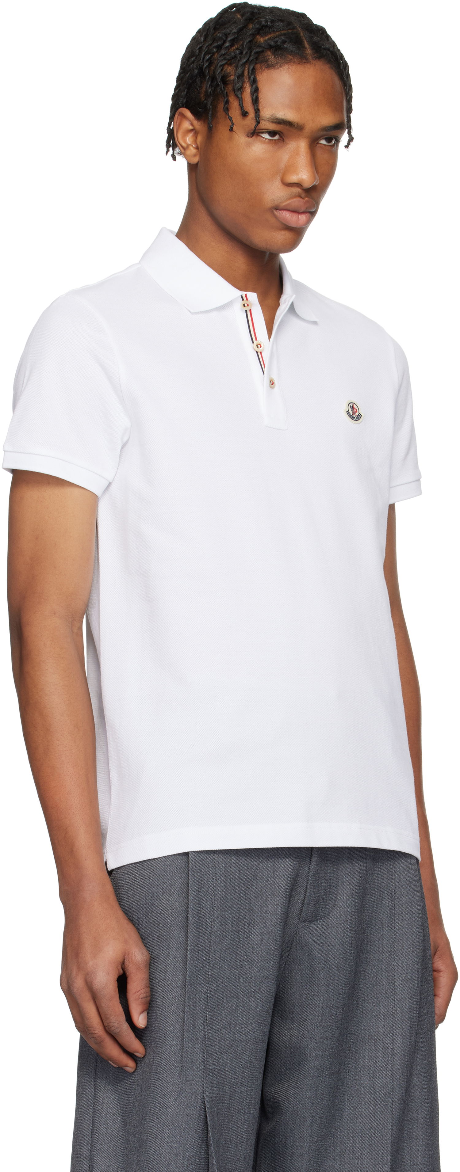 Polo tričko Moncler Moncler Logo Patch Cotton Polo Biela | K10918A0003084556, 1