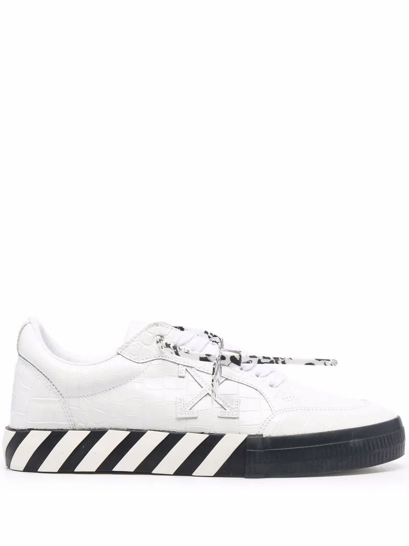 Tenisky a topánky Off-White Low Vulcanized "Croco Leather White Black" Biela | OMIA085F21LEA0090101