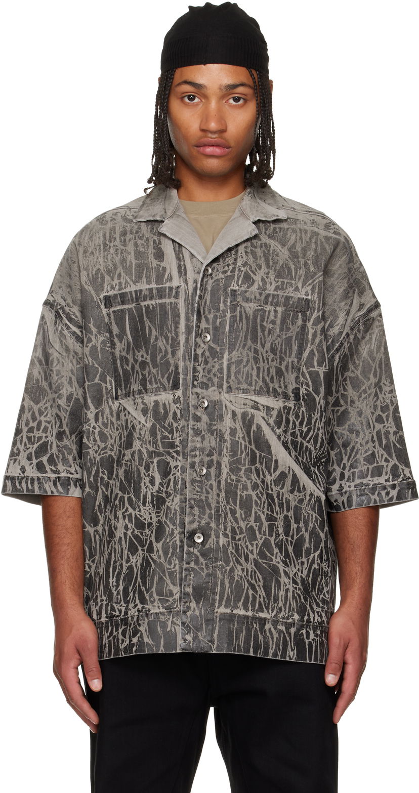 Košeľa Rick Owens DRKSHDW Concordians Magnum Tommy Short-Sleeve Patterned Denim Shirt Šedá | DU02E7294 SDWF