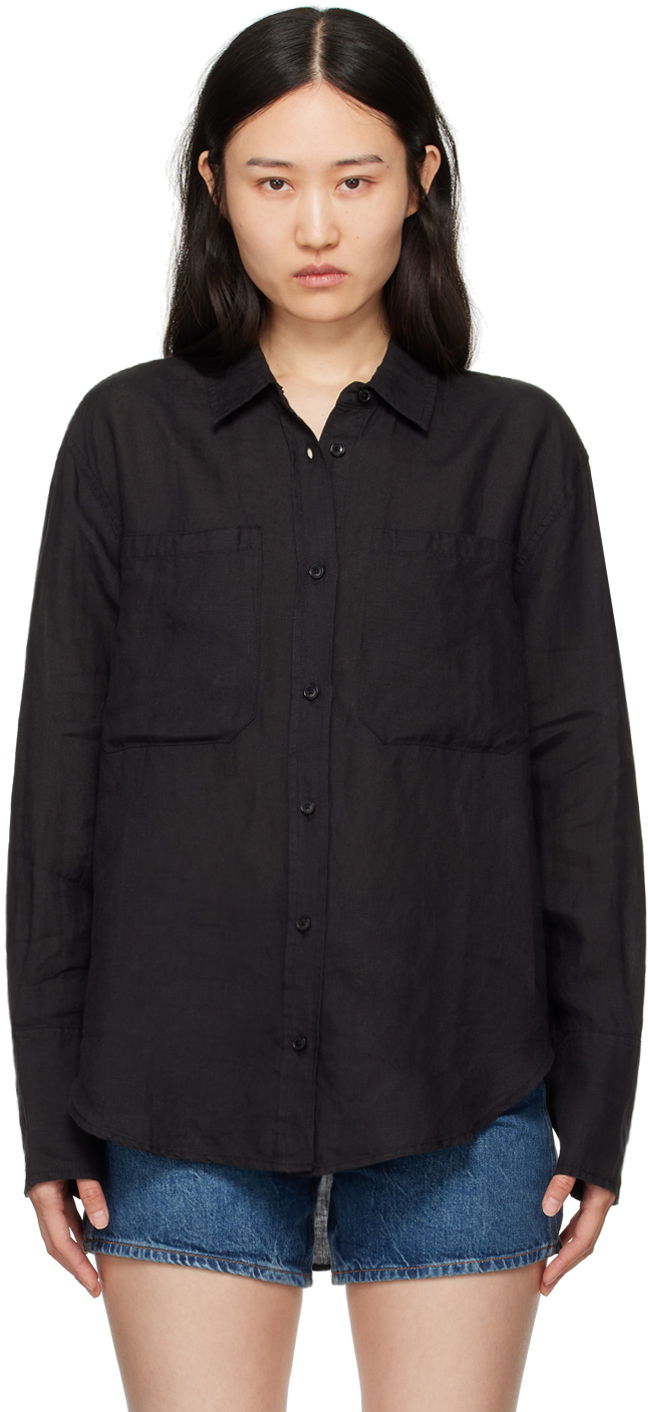 Košeľa Anine Bing ANINE BING Dante Linen Shirt Čierna | A-07-4836-BLK26, 0