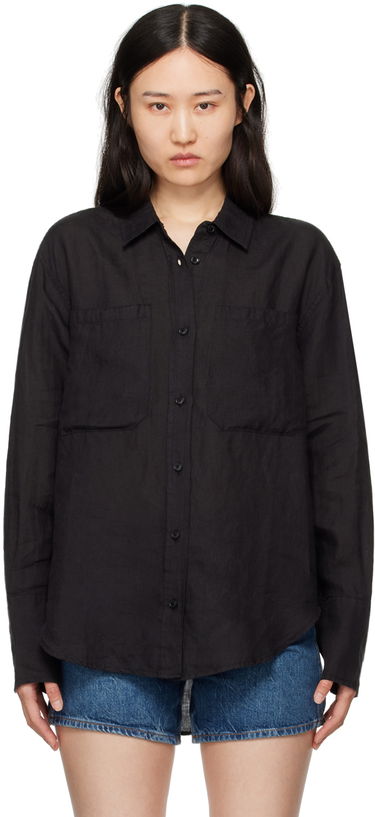 Košeľa Anine Bing ANINE BING Dante Linen Shirt Čierna | A-07-4836-BLK26, 0