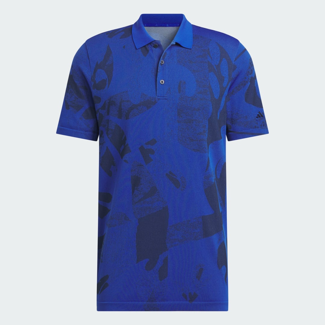 Blue Patterned Knitted Polo Shirt