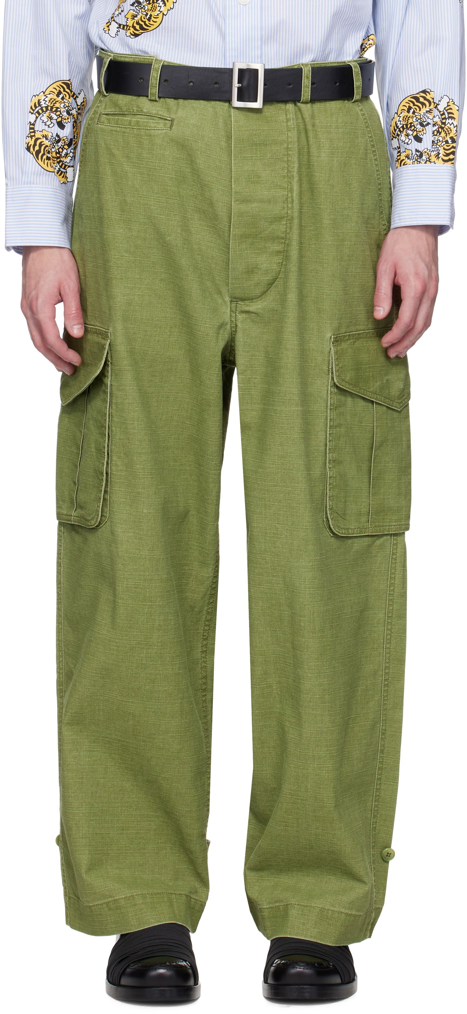 Cargo nohavice KENZO Kenzo Paris Adjustable Cargo Pants Zelené | FF55PA2459GD, 0