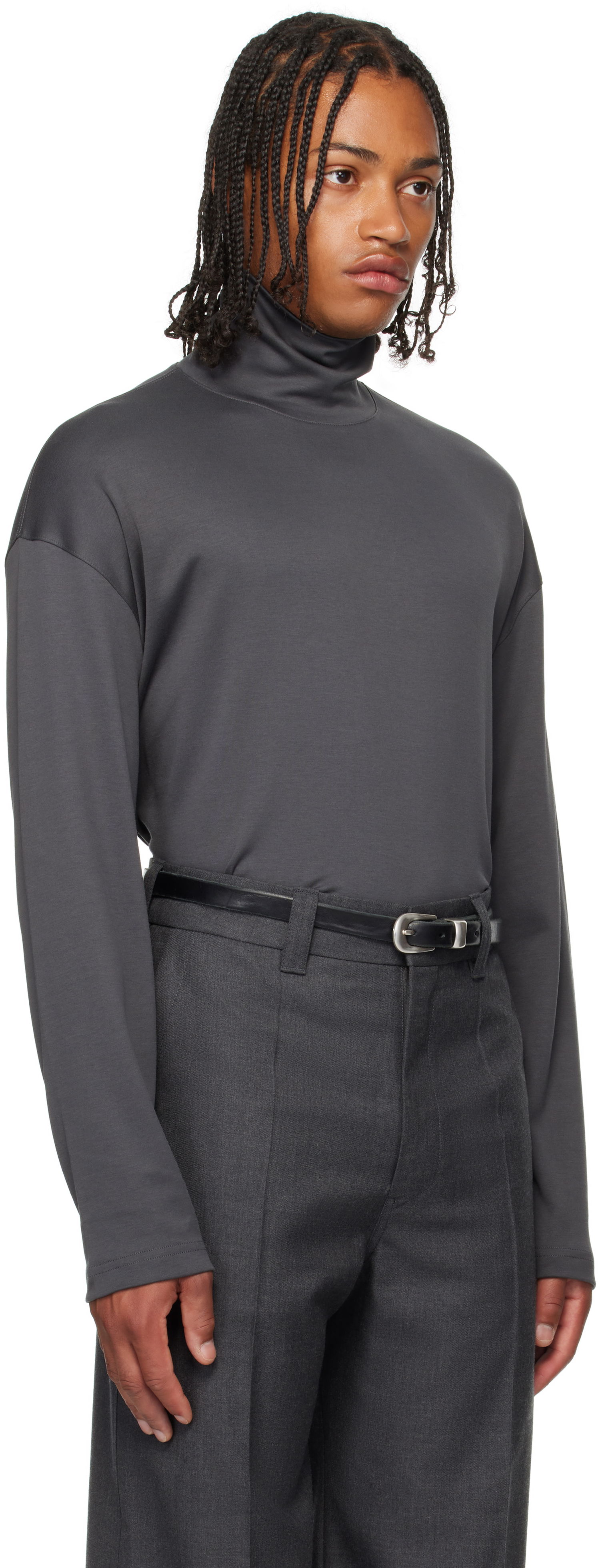 Tričko LEMAIRE Lemaire Relaxed Mock Neck T-Shirt Šedá | TO1467 LJ1043, 1