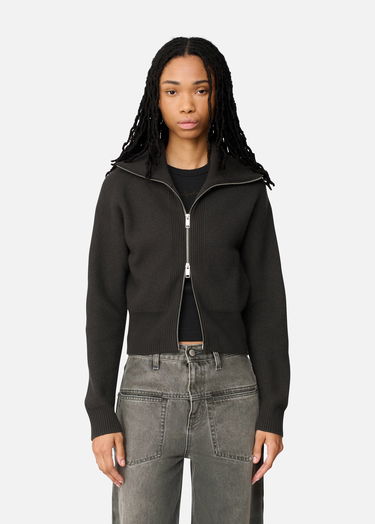 Sveter AXEL ARIGATO Verve Ribbed Collar Cropped Zip-Up Cardigan Čierna | A3703002, 9