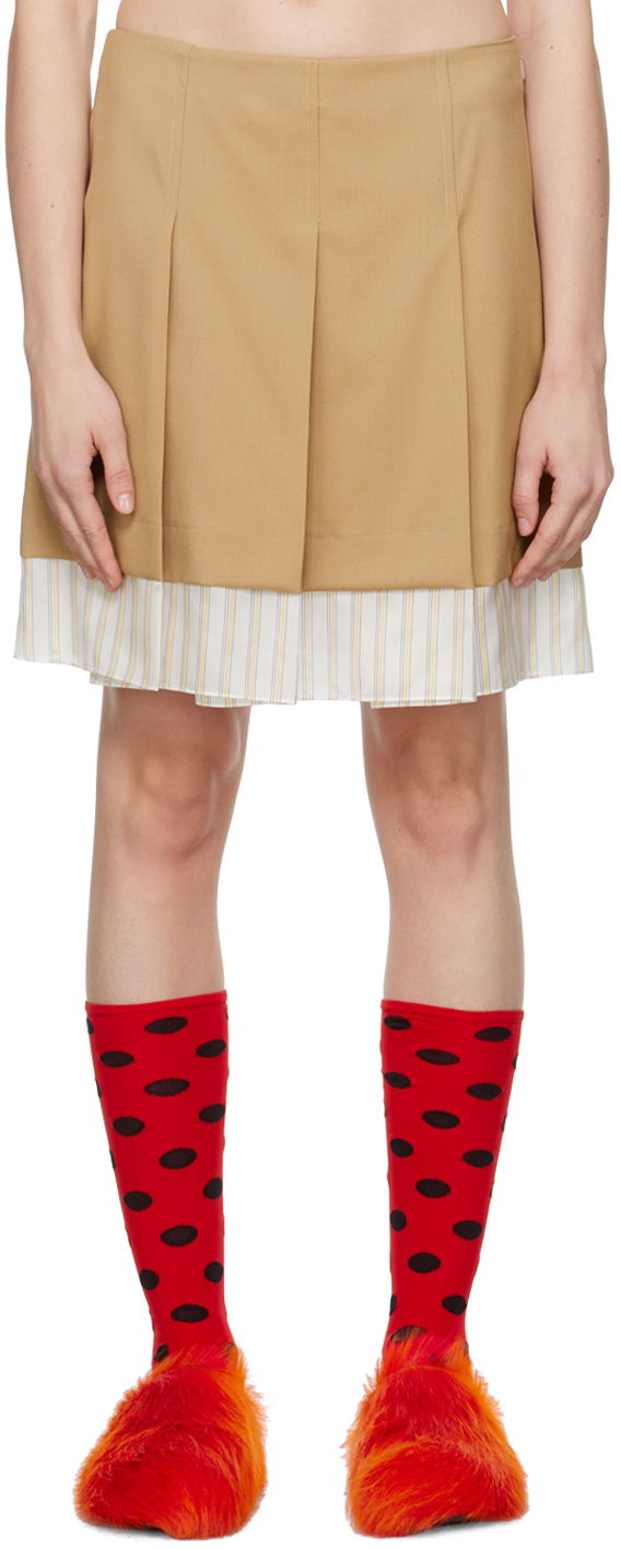 Sukňa Marni Pleated Miniskirt Béžová | GOMA0596Q0 TW839