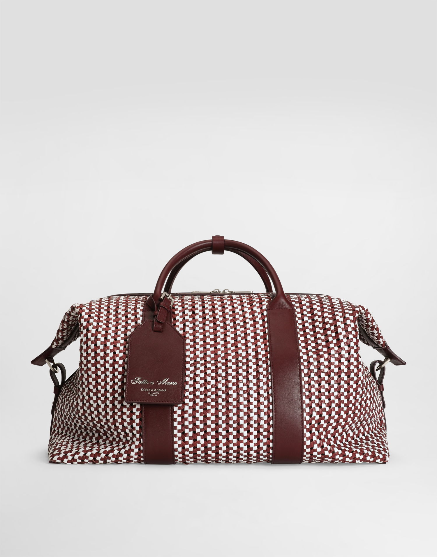 Cestovná taška Dolce & Gabbana Dolce & Gabbana Woven Leather Travel Bag Vínová | BM2498A9N798S666, 0