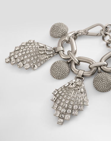 Náramok Dolce & Gabbana Dolce & Gabbana Rhinestone Maxi-Bracelet with Chain and DG Logo Metalická | WBR2E5W111187655, 2