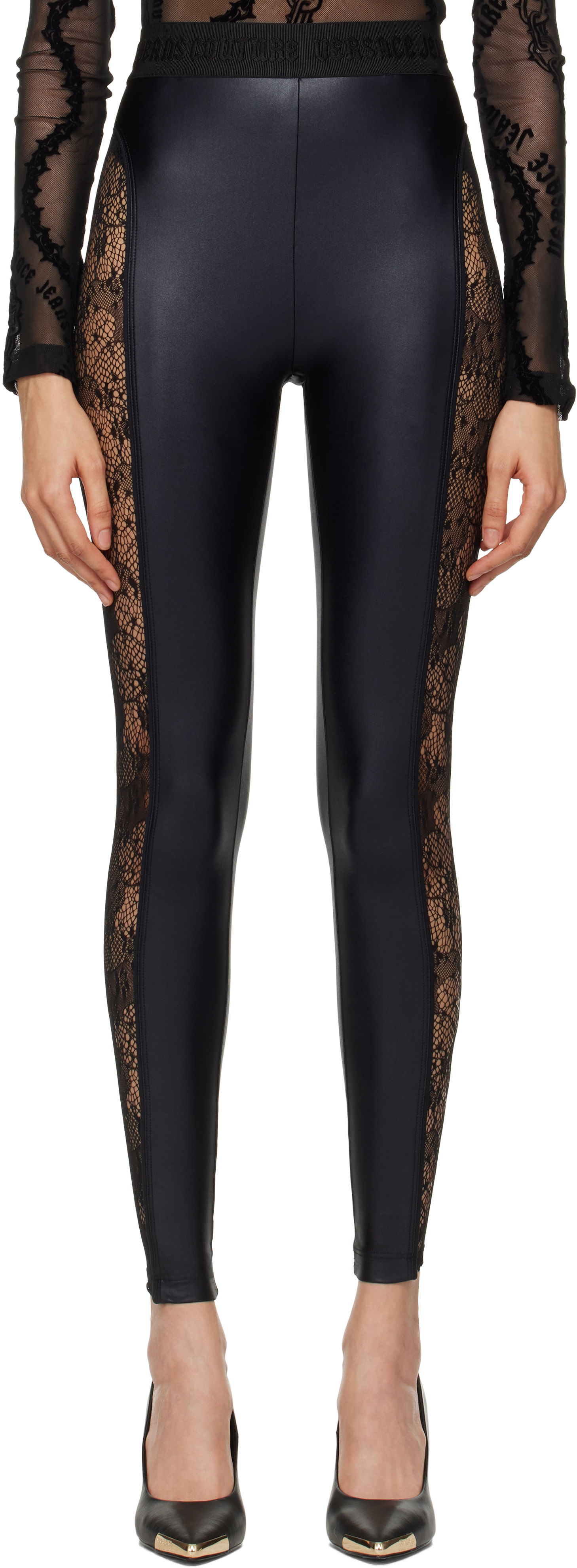 Legíny Versace Lace Leggings Čierna | E77HAC103_EJ0079, 0