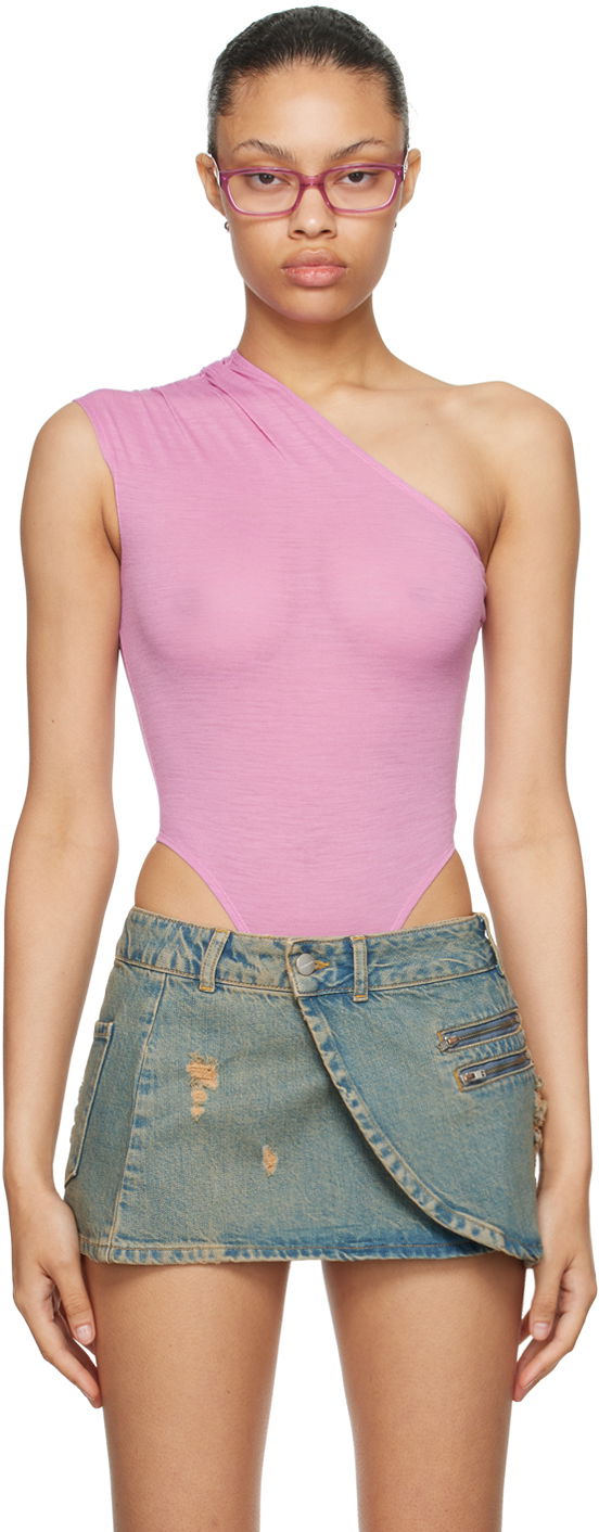 Tielko Miaou Miaou One Shoulder Bodysuit Ružová | 6005WOSVLT, 0