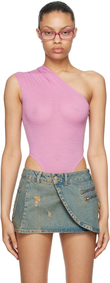 Tielko Miaou Miaou One Shoulder Bodysuit Ružová | 6005WOSVLT, 0